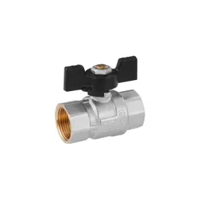 Кран шаровый Kroner 3/4" ВВ PN40 бабочка, никелированная №3