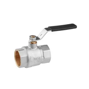 Кран кульовий Kroner 1 1/4" ВВ PN40 ручка, нікельований №1