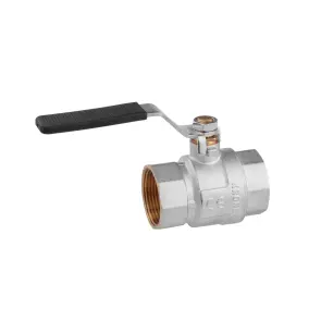Кран кульовий Kroner 1 1/4" ВВ PN40 ручка, нікельований №3