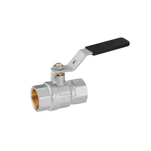 Кран кульовий Kroner 3/4" ВВ PN40 ручка, нікельований №1