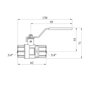 Кран кульовий Kroner 3/4" ВВ PN40 ручка, нікельований №2