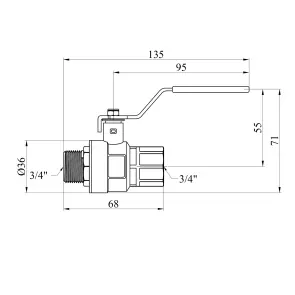 Кран кульовий Kroner 3/4" ВЗ PN40 ручка, нікельований №2