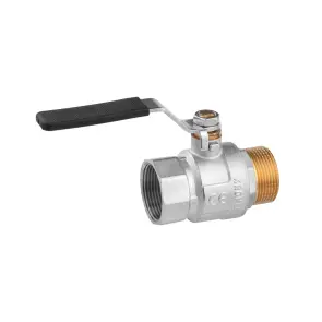 Кран кульовий Kroner 1 1/4" ВЗ PN40 ручка, нікельований №3