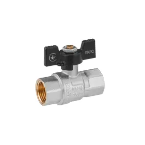 Кран шаровый Kroner 1/2" ВВ PN40 бабочка, никелированная №1