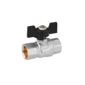 Кран шаровый Kroner 1/2" ВВ PN40 бабочка, никелированная №3