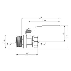 Кран кульовий Kroner 1 1/2" ВЗ PN40 ручка, нікельований №2