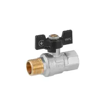 Кран шаровый Kroner 1/2" ВЗ PN40 бабочка, никелированная