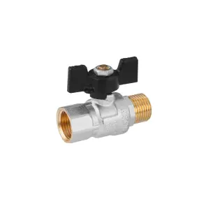 Кран шаровый Kroner 1/2" ВЗ PN40 бабочка, никелированная №3