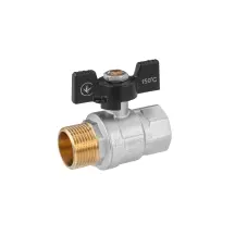 Кран шаровый Kroner 1" ВЗ PN40 бабочка, никелированная