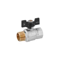 Кран шаровый Kroner 3/4" ВЗ PN40 бабочка, никелированная