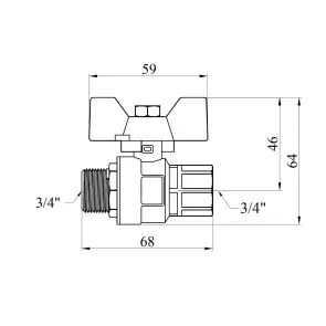Кран шаровый Kroner 3/4" ВЗ PN40 бабочка, никелированная №2