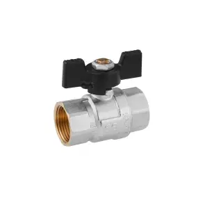 Кран шаровый Kroner 1" ВВ PN40 бабочка, никелированная №3