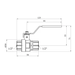 Кран кульовий Kroner 1/2" ВВ PN40 ручка, нікельований №2