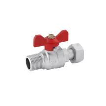 Кран шаровый с накидной гайкой прямой Karro 1/2" ВЗ PN30 бабочка, никелированная