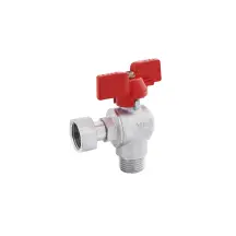 Кран шаровый с накидной гайкой угловой Karro 1/2" ВЗ PN30 бабочка, никелированная