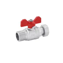 Кран шаровый с накидной гайкой прямой Karro 3/4" ВЗ PN30 бабочка, никелированная