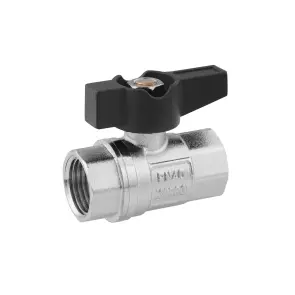 Кран кульовий Karro UNO 1/2" ВВ PN40 метелик, нікельований №1