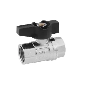 Кран кульовий Karro UNO 1/2" ВВ PN40 метелик, нікельований №3