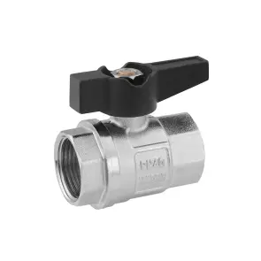 Кран шаровый Karro UNO 3/4" ВВ PN40 бабочка, никелированная №1