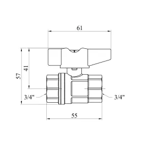 Кран шаровый Karro UNO 3/4" ВВ PN40 бабочка, никелированная №2