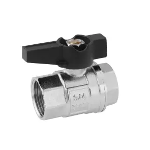 Кран шаровый Karro UNO 3/4" ВВ PN40 бабочка, никелированная №3