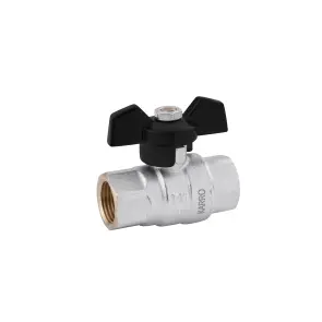 Кран шаровый Karro "Perfect" 1/2" ВВ PN40 бабочка, никелированная №1