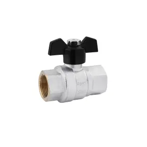 Кран шаровой Karro "Perfect" 3/4" ВВ PN40 бабочка, никелированная №1