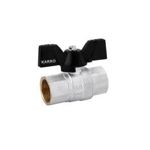 Кран шаровой Karro "Premium" 3/4" ВВ PN40 бабочка, никелированная №1