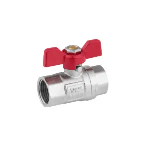 Кран шаровой Karro "Standart+" 1/2" ВВ PN40 бабочка, никелированная №3