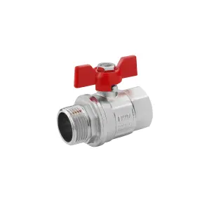 Кран шаровой Karro "Standart+" 3/4" ВЗ PN40 бабочка, никелированная №1