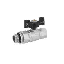 Кран-американка шаровая прямая Kroner 1/2" ВЗ PN40 бабочка, никелированная