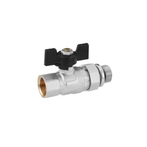 Кран-американка шаровая прямая Kroner 1/2" ВЗ PN40 бабочка, никелированная №3