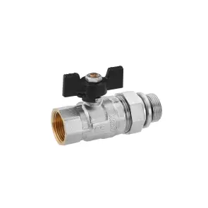 Кран-американка кульовий прямий Kroner 3/4" ВЗ PN40 метелик, нікельований №3