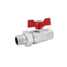 Кран-американка шаровая прямая Karro "Standart+" 1/2" ВЗ PN40 бабочка, никелированная