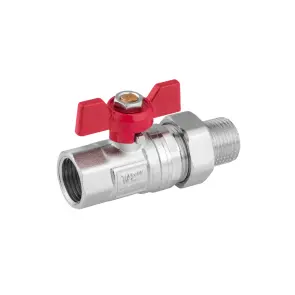 Кран-американка шаровая прямая Karro "Standart+" 1/2" ВЗ PN40 бабочка, никелированная №3