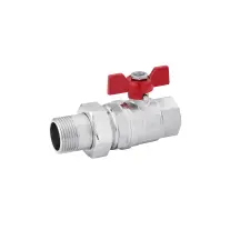 Кран-американка шаровая прямая Karro "Standart+" 3/4" ВЗ PN40 бабочка, никелированная
