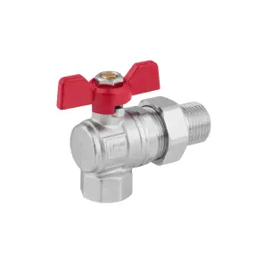 Кран-американка шаровая угловая Karro "Standart+" 1/2" ВЗ PN40 бабочка, никелированная №3