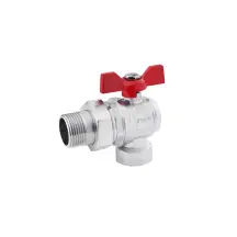 Кран-американка шаровая угловая Karro "Standart+" 3/4" ВЗ PN40 бабочка, никелированная