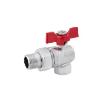 Кран-американка шаровая угловая Karro "Standart+" 1" ВЗ PN40 бабочка, никелированная
