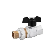 Кран-американка шаровая прямая Karro "Perfect" 1/2" ВЗ PN40 бабочка, никелированная