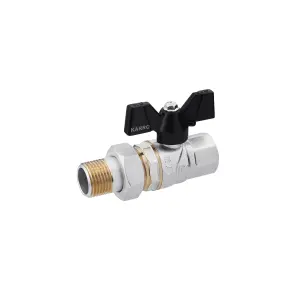 Кран-американка кульовий прямий Karro "Premium" 1/2" ВЗ PN40 метелик, нікельований №1
