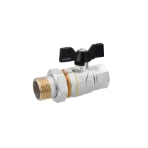 Кран-американка шаровая прямая Karro "Premium" 1" ВЗ PN40 бабочка, никелированная