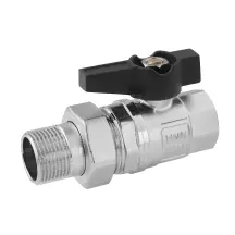 Кран-американка шаровой прямой Karro "Uno Black" 3/4" ВЗ PN40 бабочка