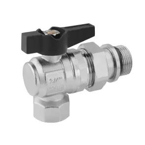 Кран-американка шаровая угловая Karro "Uno Black" 3/4" ВЗ PN40 бабочка №3