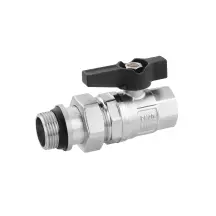 Кран-американка шаровой прямой с антитечкой Karro "Uno Black" 3/4" ВЗ PN40 бабочка