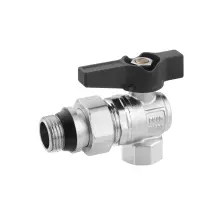 Кран-американка шаровый угловой с антитечкой Karro "Uno Black" 1/2" ВЗ PN40 бабочка