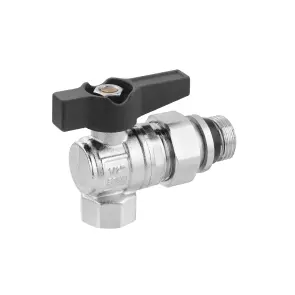 Кран-американка шаровый угловой с антитечкой Karro "Uno Black" 1/2" ВЗ PN40 бабочка №3
