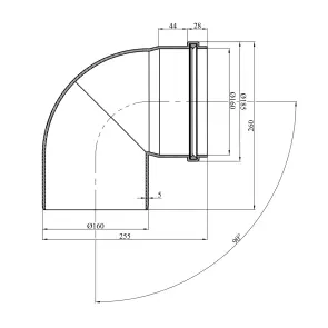 Коліно для зовнішньої каналізації Rozma 160х90° №2