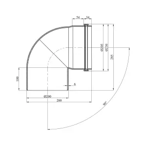 Колено для наружной канализации Rozma 200х90° №2