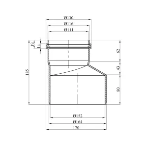 Редукция для наружной канализации Rozma 160х110 мм №2